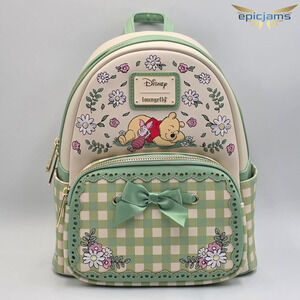Loungefly Disney Winnie the Pooh Floral Gingham Mini Backpack New